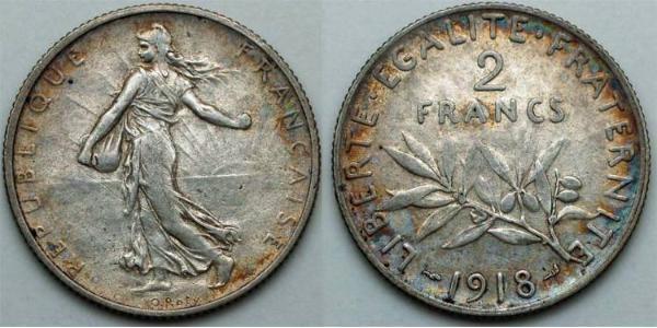 2 Franc French Third Republic (1870-1940)  Silver 
