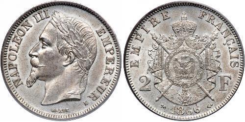 2 Franc Second French Empire (1852-1870) Silver Napoleon III (1808-1873)