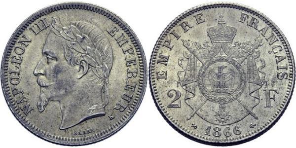 2 Franc Second French Empire (1852-1870) Silver Napoleon III (1808-1873)