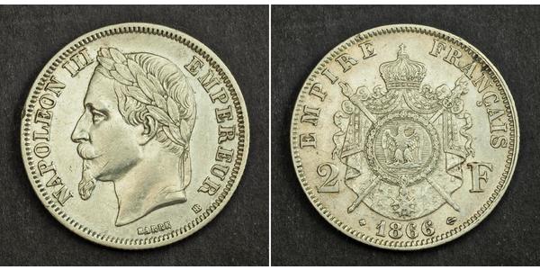 2 Franc Second French Empire (1852-1870) Silver Napoleon III (1808-1873)