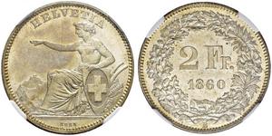 2 Franc Switzerland Silver 