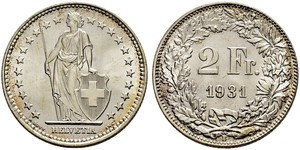 2 Franc Switzerland Silver 