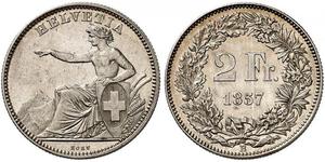 2 Franc Switzerland Silver 