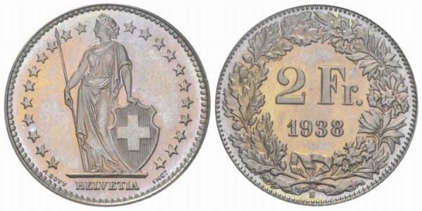 2 Franc Switzerland Silver 