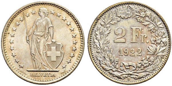 2 Franc Switzerland Silver 