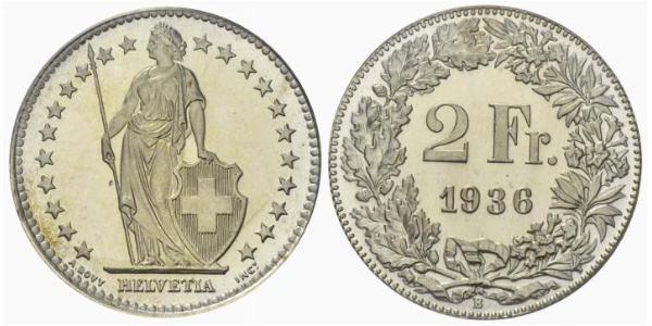 2 Franc Switzerland Silver 