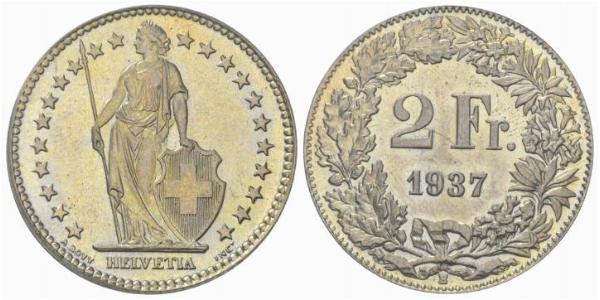 2 Franc Switzerland Silver 