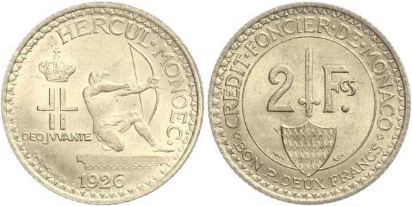 2 Franc Monaco  Louis II. von Monaco (1870-1949)