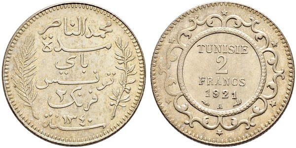 2 Franc Tunisia 銀 