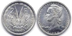 2 Franc French West Africa (1895-1958) 铝 