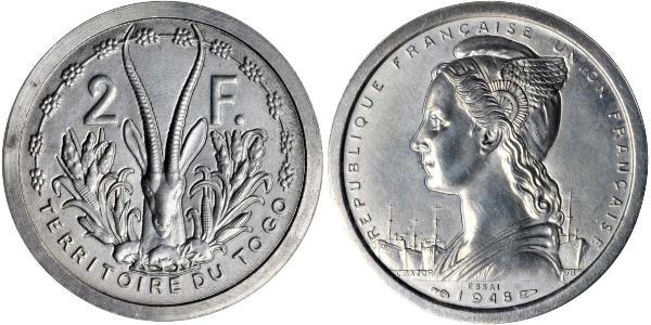 2 Franc French West Africa (1895-1958) 铝 