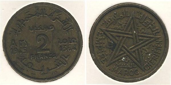 2 Franc 摩洛哥 青铜 