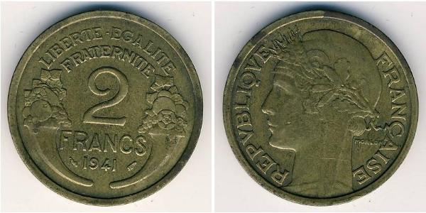 2 Franc 法兰西第三共和国 (1870 - 1940) 青铜/铝 