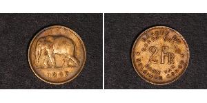 2 Franc 比屬剛果 (1908 - 1960) 黃銅 