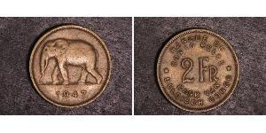 2 Franc 比屬剛果 (1908 - 1960) 黃銅 