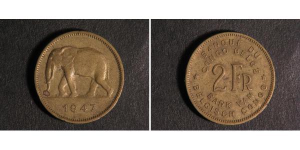 2 Franc 比屬剛果 (1908 - 1960) 黃銅 