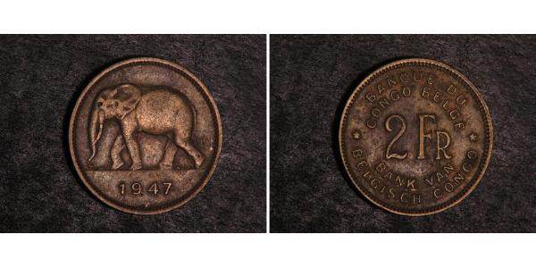 2 Franc 比屬剛果 (1908 - 1960) 黃銅 