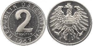 2 Grosh Allied-occupied Austria (1945-1955) / Republic of Austria (1955 - ) Aluminium 