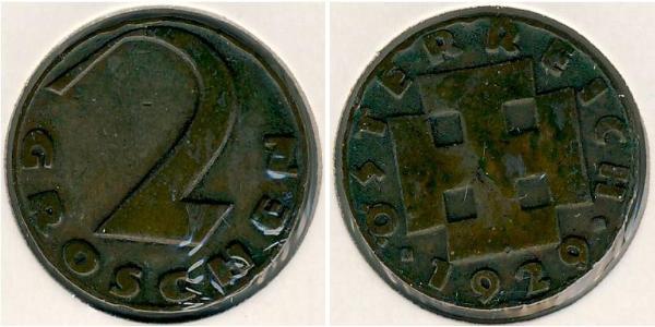 2 Grosh Prima repubblica austriaca (1918-1934) Bronzo 