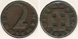 2 Grosh Federal State of Austria (1934-1938) Cuivre 