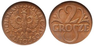 2 Grosh Pologne / Deuxième République de Pologne (1918 - 1939) Cuivre 