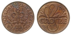 2 Grosh Pologne / Deuxième République de Pologne (1918 - 1939) Cuivre 