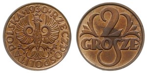 2 Grosh Zweite Polnische Republik (1918 - 1939) / Polen Kupfer 