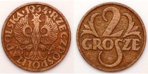 2 Grosh Zweite Polnische Republik (1918 - 1939) / Polen Kupfer 