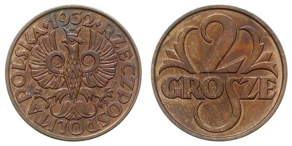 2 Grosh Zweite Polnische Republik (1918 - 1939) / Polen Kupfer 