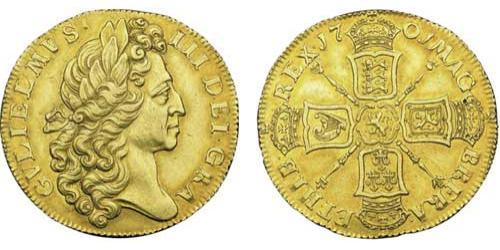 2 Guinea Kingdom of England (927-1649,1660-1707) Gold William III (1650-1702)