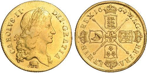 2 Guinea Königreich England (927-1649,1660-1707) Gold Karl II (1630-1685)