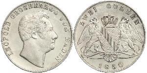 2 Gulden Grand-duché de Bade (1806-1918) Argent Léopold Ier de Bade(1790 – 1852)