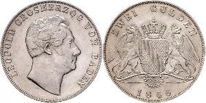 2 Gulden Grand-duché de Bade (1806-1918) Argent Léopold Ier de Bade(1790 – 1852)