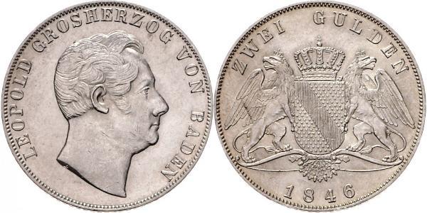 2 Gulden Grand-duché de Bade (1806-1918) Argent Léopold Ier de Bade(1790 – 1852)