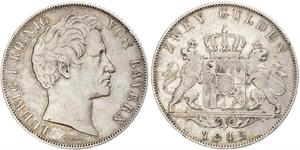 2 Gulden Royaume de Bavière (1806 - 1918) Argent Louis Ier de Bavière(1786 – 1868)