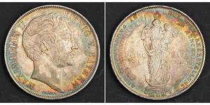 2 Gulden Royaume de Bavière (1806 - 1918) Argent Maximilien II de Bavière(1811 - 1864)