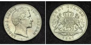 2 Gulden Royaume de Bavière (1806 - 1918) Argent Louis Ier de Bavière(1786 – 1868)
