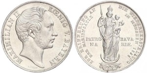 2 Gulden Royaume de Bavière (1806 - 1918) Argent Maximilien II de Bavière(1811 - 1864)