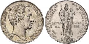 2 Gulden Royaume de Bavière (1806 - 1918) Argent Maximilien II de Bavière(1811 - 1864)