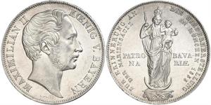 2 Gulden Royaume de Bavière (1806 - 1918) Argent Maximilien II de Bavière(1811 - 1864)