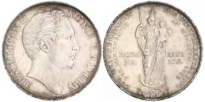 2 Gulden Royaume de Bavière (1806 - 1918) Argent Maximilien II de Bavière(1811 - 1864)