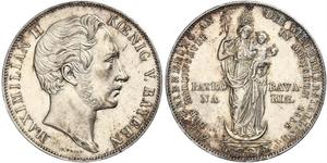 2 Gulden Royaume de Bavière (1806 - 1918) Argent Maximilien II de Bavière(1811 - 1864)