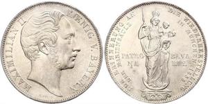 2 Gulden Royaume de Bavière (1806 - 1918) Argent Maximilien II de Bavière(1811 - 1864)