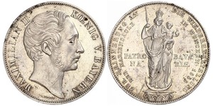 2 Gulden Royaume de Bavière (1806 - 1918) Argent Maximilien II de Bavière(1811 - 1864)