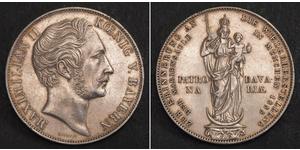 2 Gulden Royaume de Bavière (1806 - 1918) Argent Maximilien II de Bavière(1811 - 1864)