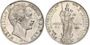 2 Gulden Royaume de Bavière (1806 - 1918) Argent Maximilien II de Bavière(1811 - 1864)