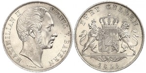 2 Gulden Royaume de Bavière (1806 - 1918) Argent Maximilien II de Bavière(1811 - 1864)