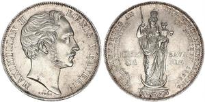 2 Gulden Royaume de Bavière (1806 - 1918) Argent Maximilien II de Bavière(1811 - 1864)