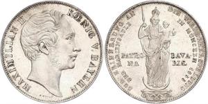 2 Gulden Royaume de Bavière (1806 - 1918) Argent Maximilien II de Bavière(1811 - 1864)