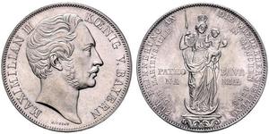 2 Gulden Royaume de Bavière (1806 - 1918) Argent Maximilien II de Bavière(1811 - 1864)